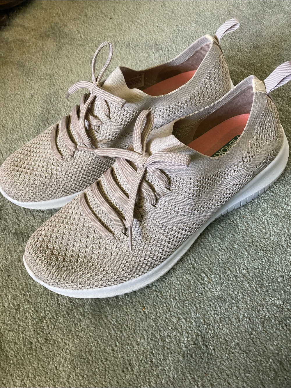 Knit Lace-Up Women's Sneakers in Light Taupe - Comfortable Everyday Footwear